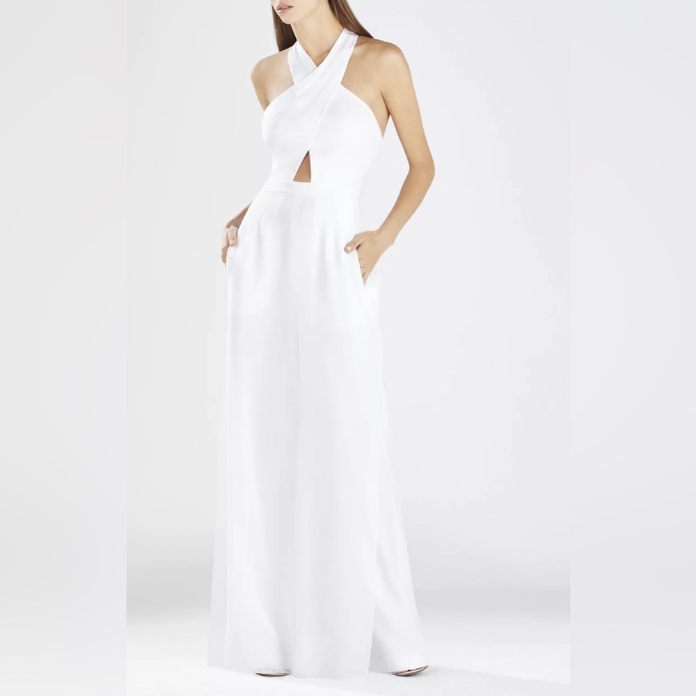 BCBGMAXAZRIA Josselyn Halter Jumpsuit – White | Size 0 - Picture 2 of 16